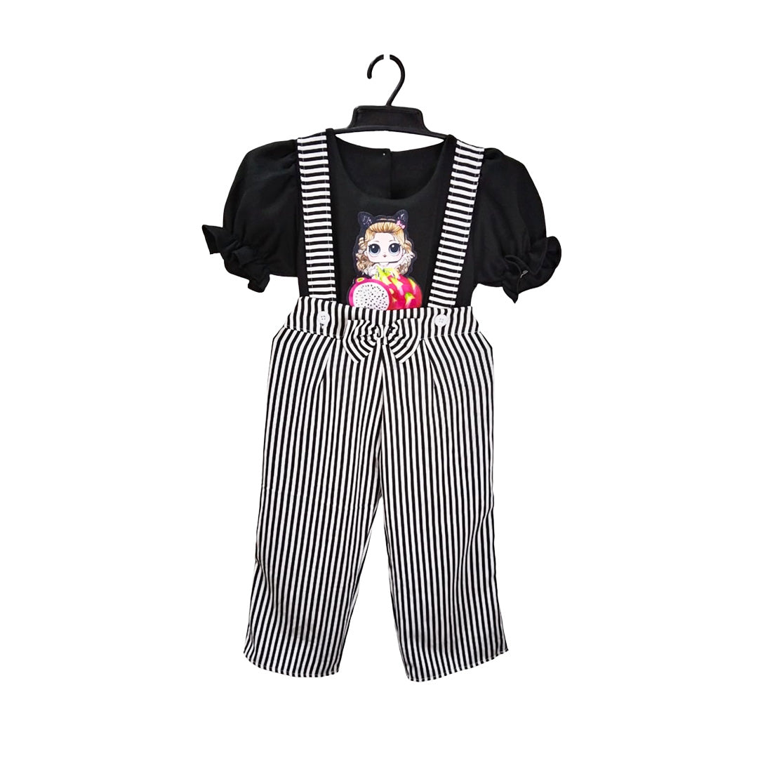Black and White Striped Overalls with Adjustable Straps, Kids' Play Overalls.