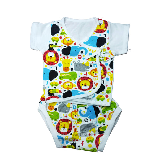 Adorable Baby Onesie with Fish Pattern & Sleeve Snaps - 1- Months