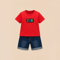 Red Baby Onesie with ZooK Unique Design - Summer Essential