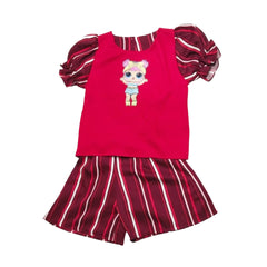 Red T-Shirt with Cartoon Character, Child's Fashion, Unisex, Kid's Tee, Children's Clothing
