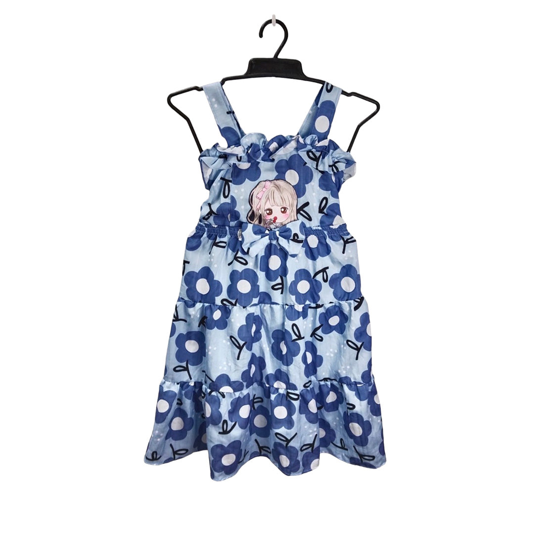 Floral Print Tank Dress with Hello Kitty Embroidery