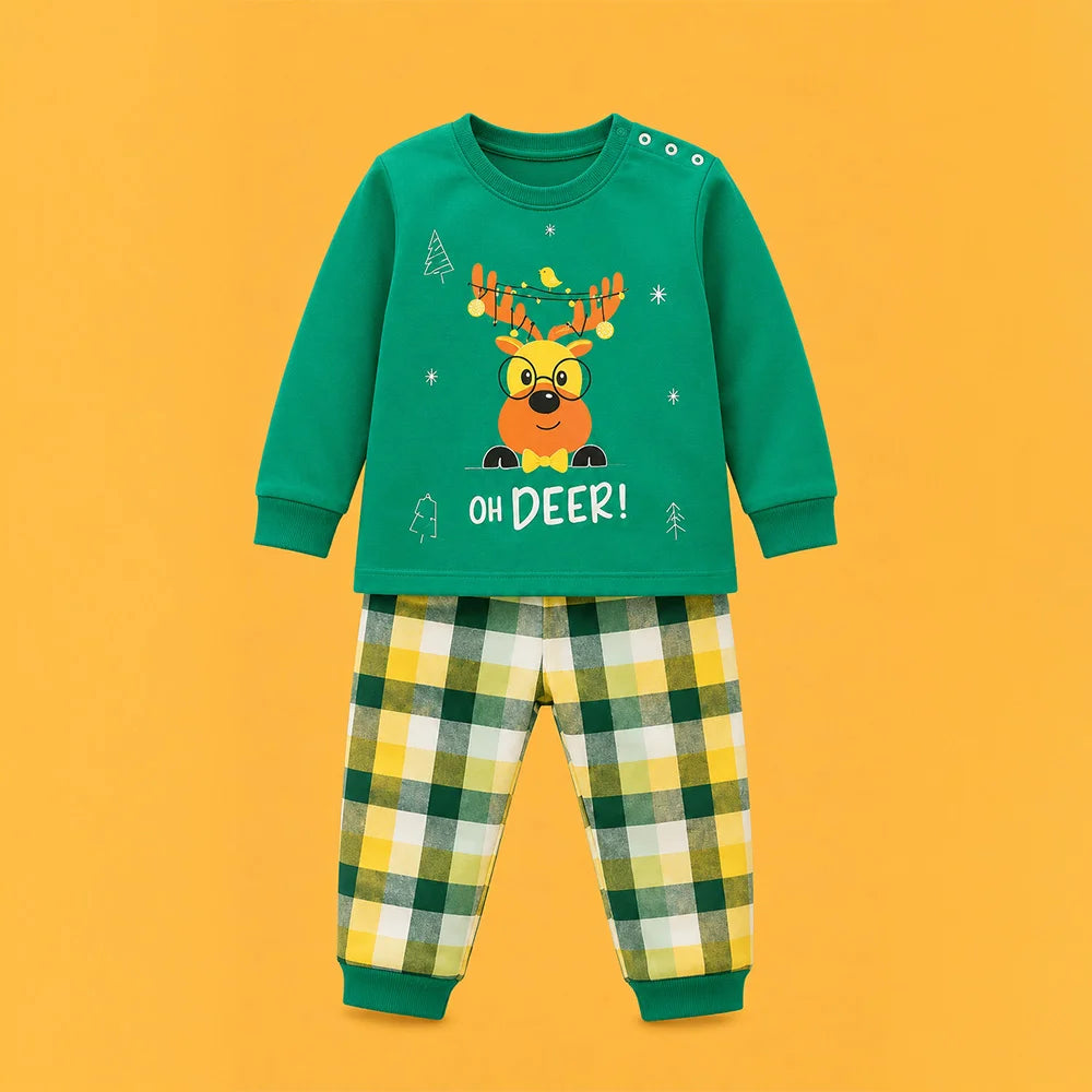Eco-Friendly Pajamas for Babies - Green & Yellow Plaid Sweater and Pants