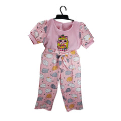 Pink Cat Onesie, Kids Jumpsuit Pajamas, Unicorn Patterned Baby Clothing