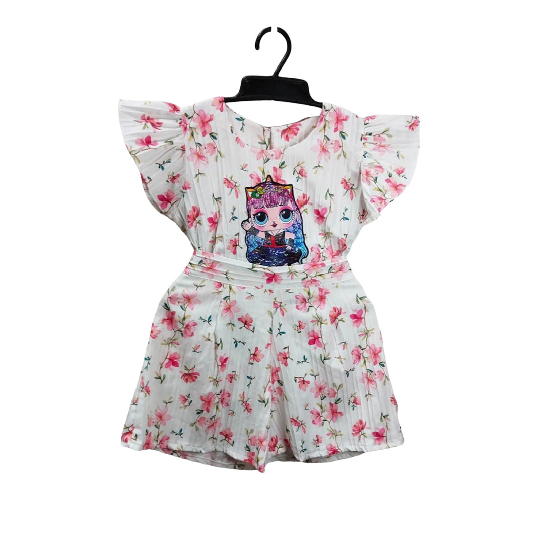 Floral Print Off-the-Shoulder Baby Doll Outfit