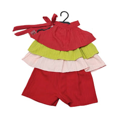 Kids Fashion Baby Jumpsuit, Red, Yellow and Pink, Ruffled Trim (3-6m), Children's Outfit
