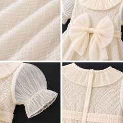 Elegant Lace Ruffle Baby Dress - White and Gold | Chiffon Shirt