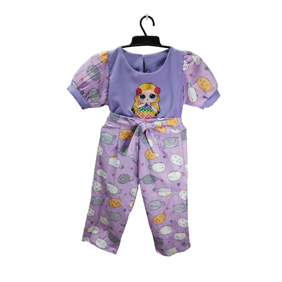 Kids Pajamas Onesie - Purple with Animal Pattern