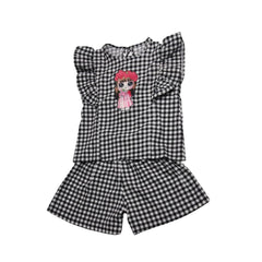 Girls' Ruffle Sleeve Checkered Blouse
