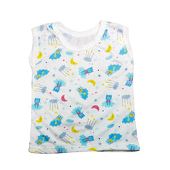 Baby Blue Tank Top with Moon and Star Pattern, Cotton