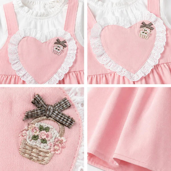 Baby Dress Pink and White Overalls with Ruffled Trim - Girls Toddler Clothing