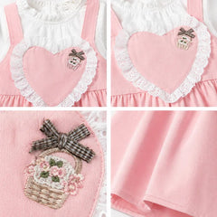 Baby Dress Pink and White Overalls with Ruffled Trim - Girls Toddler Clothing
