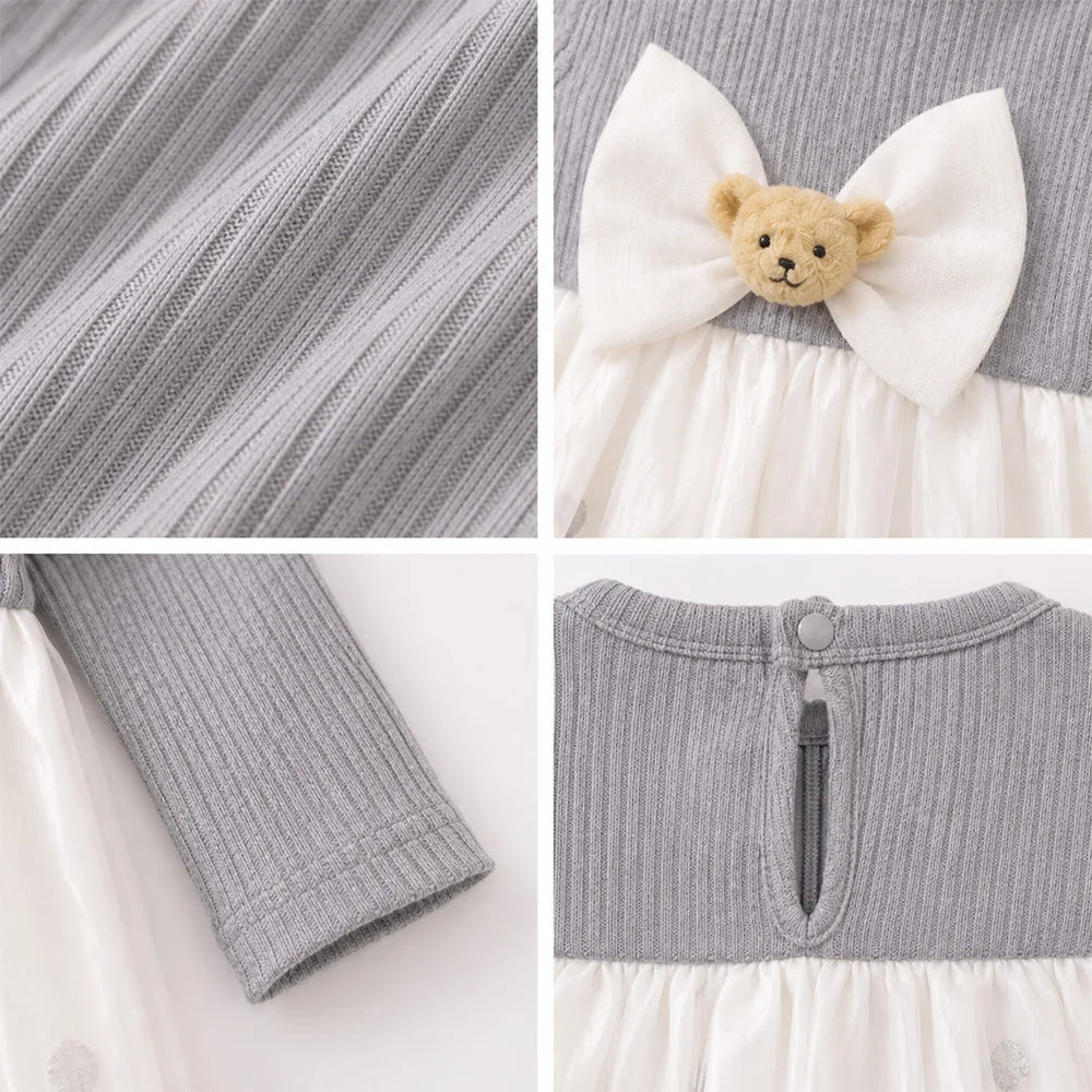 Chic Baby Girl Dress with Bow Top - Soft Knit, Cute and Comfortable