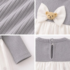 Chic Baby Girl Dress with Bow Top - Soft Knit, Cute and Comfortable