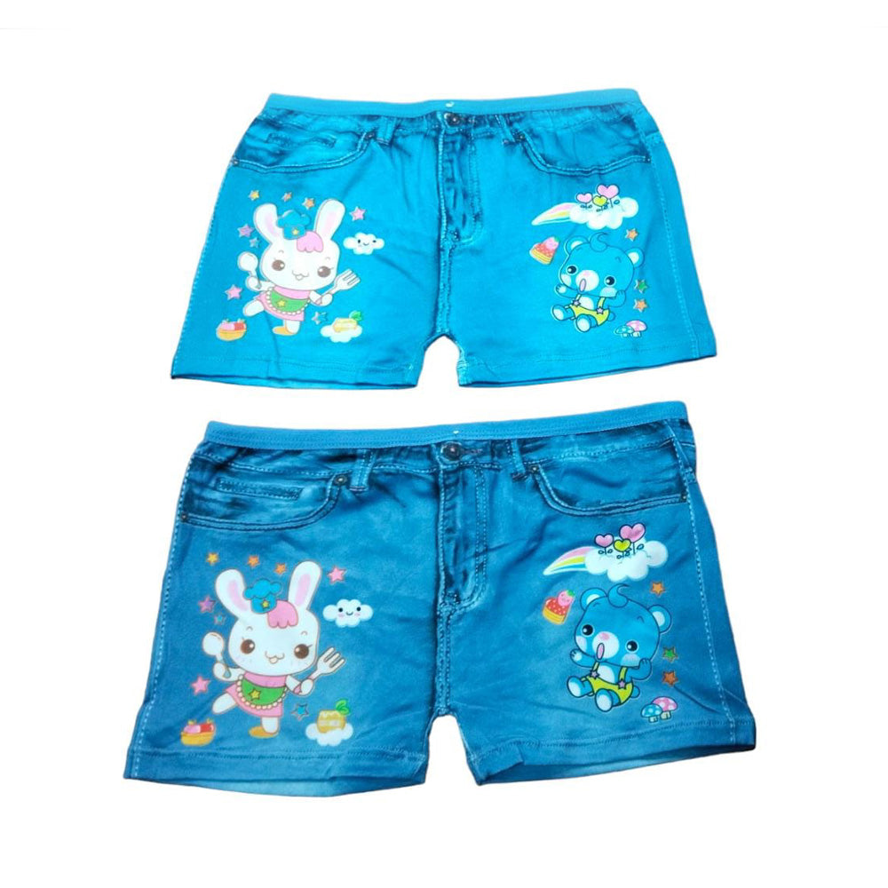 Colorful Hello Kitty Shorts Set - Denim Jeans Shorts with Cartoon Character Design ( 2 Pairs)