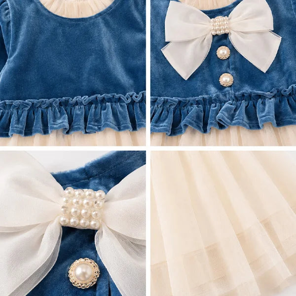 Blue Baby Girl's Ruffled Bottom Denim Jumper