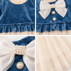 Blue Baby Girl's Ruffled Bottom Denim Jumper