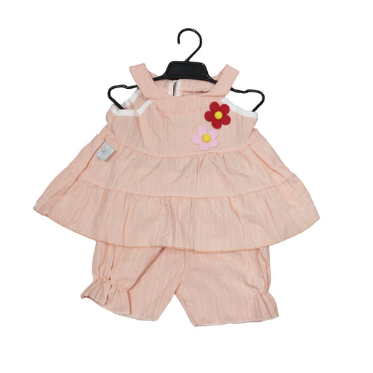 Pink Ruffled Romper with Flower Applique - Adorable Toddler Outfit