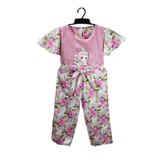 Floral One-Piece Toddler Outfit | Girls' Jumpsuit with Pink Shirt and Flowered Pants
