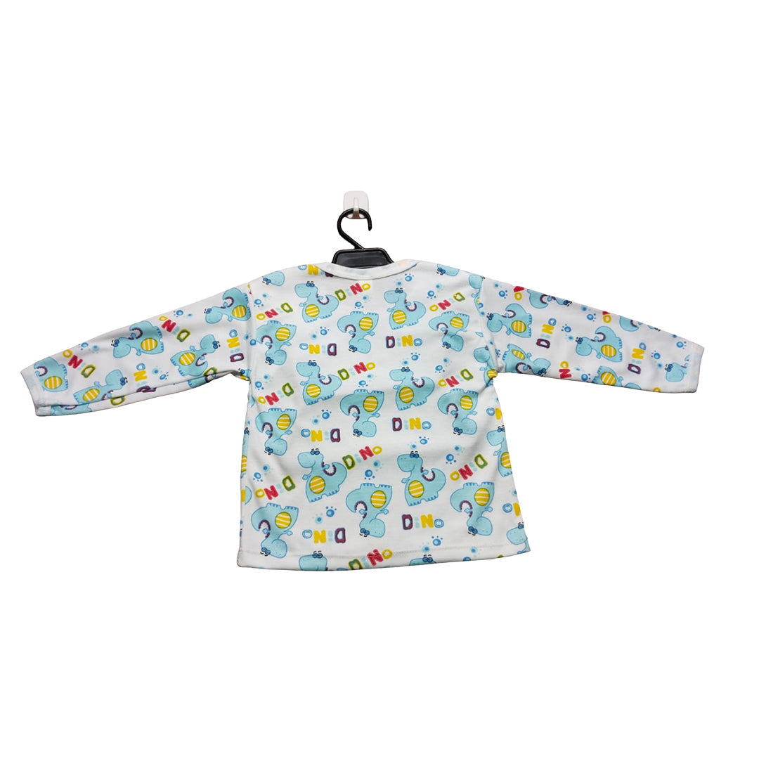 Children's One-Piece Pajamas, Blue Pajama Set with Stuffed Animal Pattern.