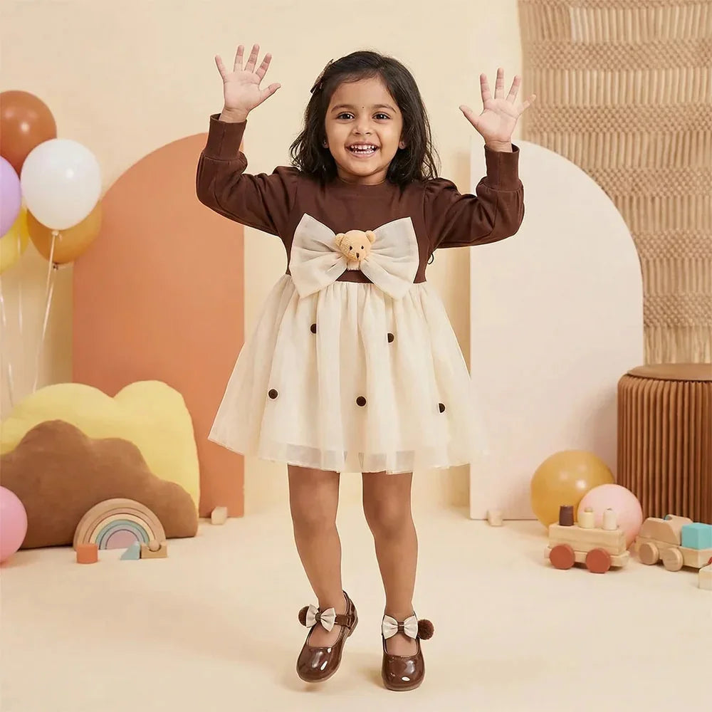 Brown Bow Dress - Adorable Toddler Girls' Formal Wear