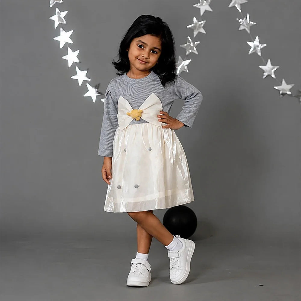 Chic Baby Girl Dress with Bow Top - Soft Knit, Cute and Comfortable