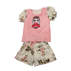 Pink T-Shirt with Cartoon Character, Child's Fashion, Unisex, Kid's Tee, Children's Clothing
