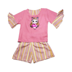 Pink Long Sleeve Shirt with Kitty Design
