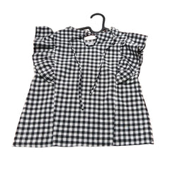 Girls' Ruffle Sleeve Checkered Blouse