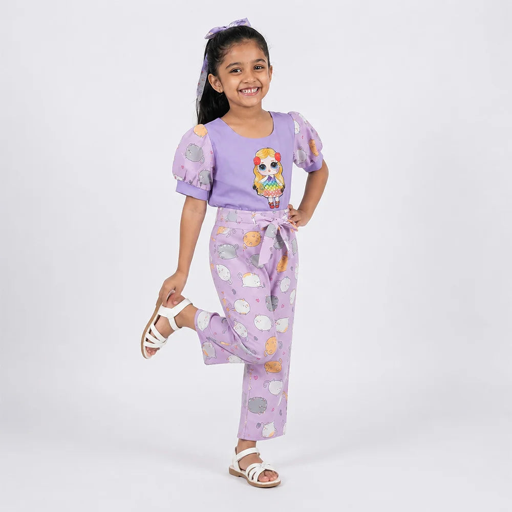 Kids Pajamas Onesie - Purple with Animal Pattern