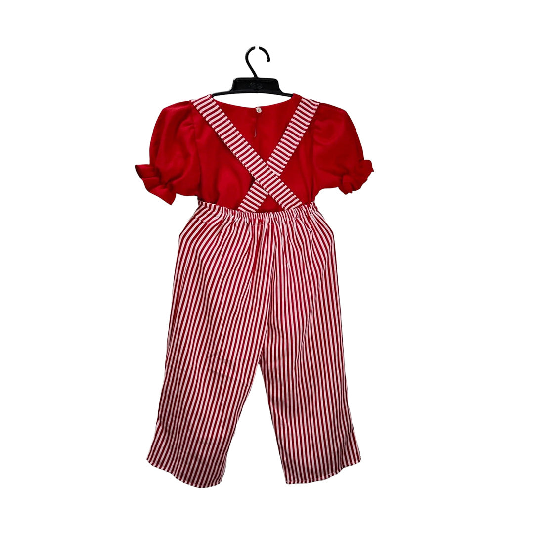 Red Jumpsuit with Red Polka Dot Pattern - Kid's Overalls - Playful Toddler Clothes