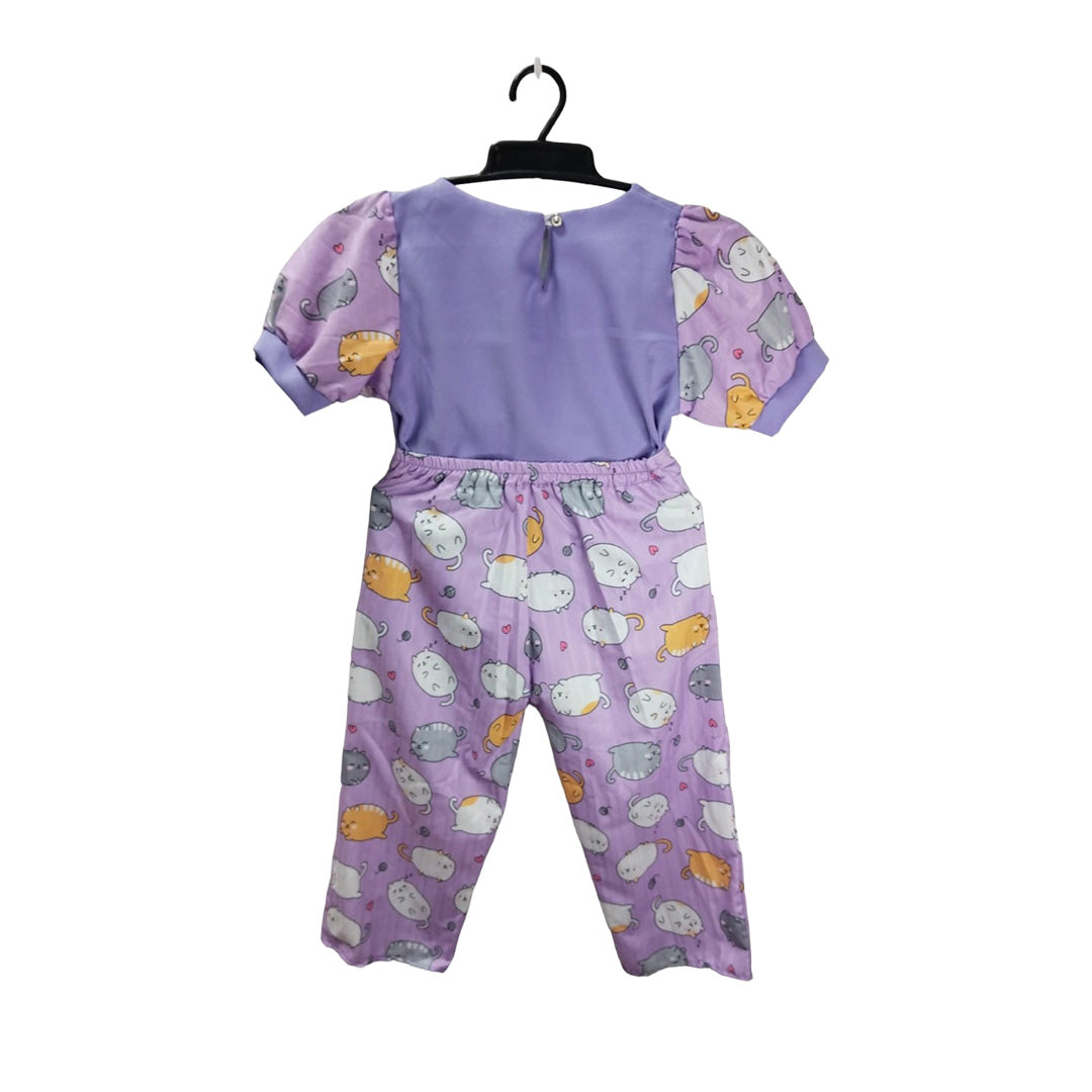 Kids Pajamas Onesie - Purple with Animal Pattern