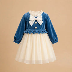 Blue Baby Girl's Ruffled Bottom Denim Jumper