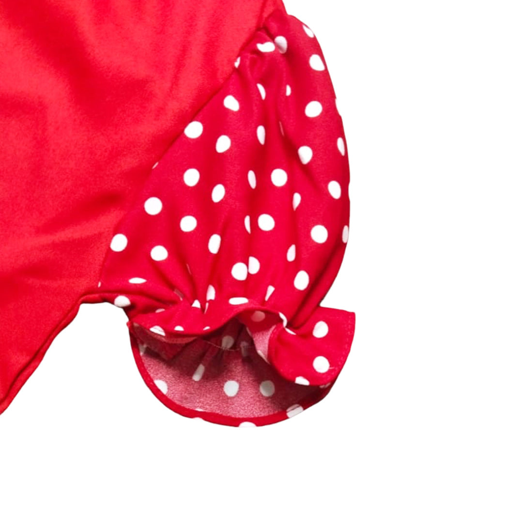 Vintage Red Tie-Dye Blouse with Playful Owl Design