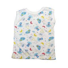 Baby Blue Tank Top with Moon and Star Pattern, Cotton