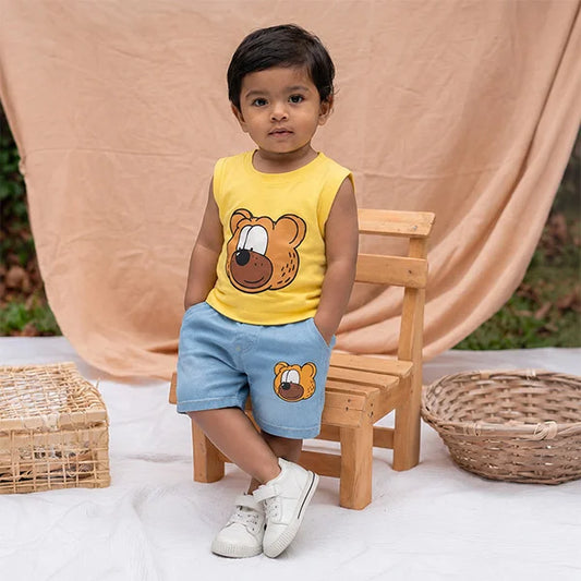 Kids' Sweatshirt & Shorts Set with Paw Print