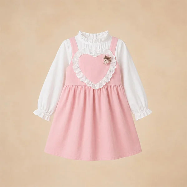 Baby Dress Pink and White Overalls with Ruffled Trim - Girls Toddler Clothing