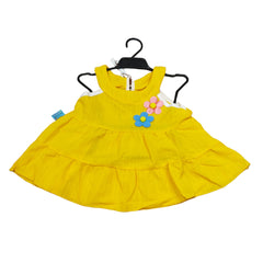 Cute Toddler Yellow Ruffled Bodysuit with Flower Applique