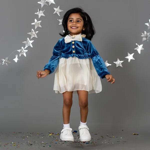 Blue Baby Girl's Ruffled Bottom Denim Jumper