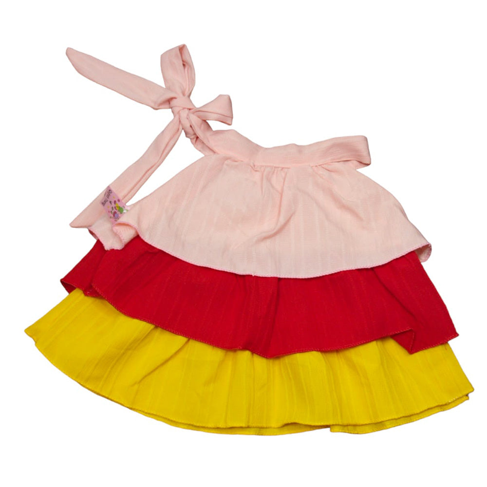 Colorful Toddler Romper with Ruffled Sleeve and Striped Bottom