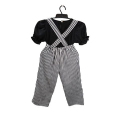 Black and White Striped Overalls with Adjustable Straps, Kids' Play Overalls.