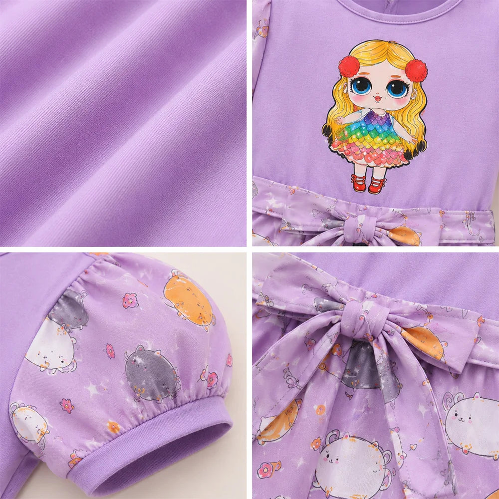 Kids Pajamas Onesie - Purple with Animal Pattern