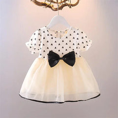 Adorable Black Bow Dress with Ruffle Hem - Baby Girls' Fashionable Outfit
