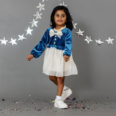 Blue Baby Girl's Ruffled Bottom Denim Jumper