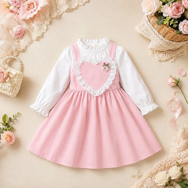 Baby Dress Pink and White Overalls with Ruffled Trim - Girls Toddler Clothing