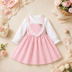 Baby Dress Pink and White Overalls with Ruffled Trim - Girls Toddler Clothing