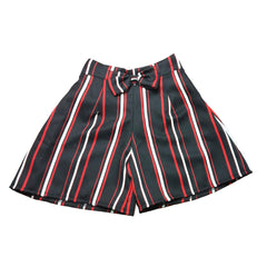 Vintage Black Embroidered Shirt with Red Sleeve Detail - Girls Fashion