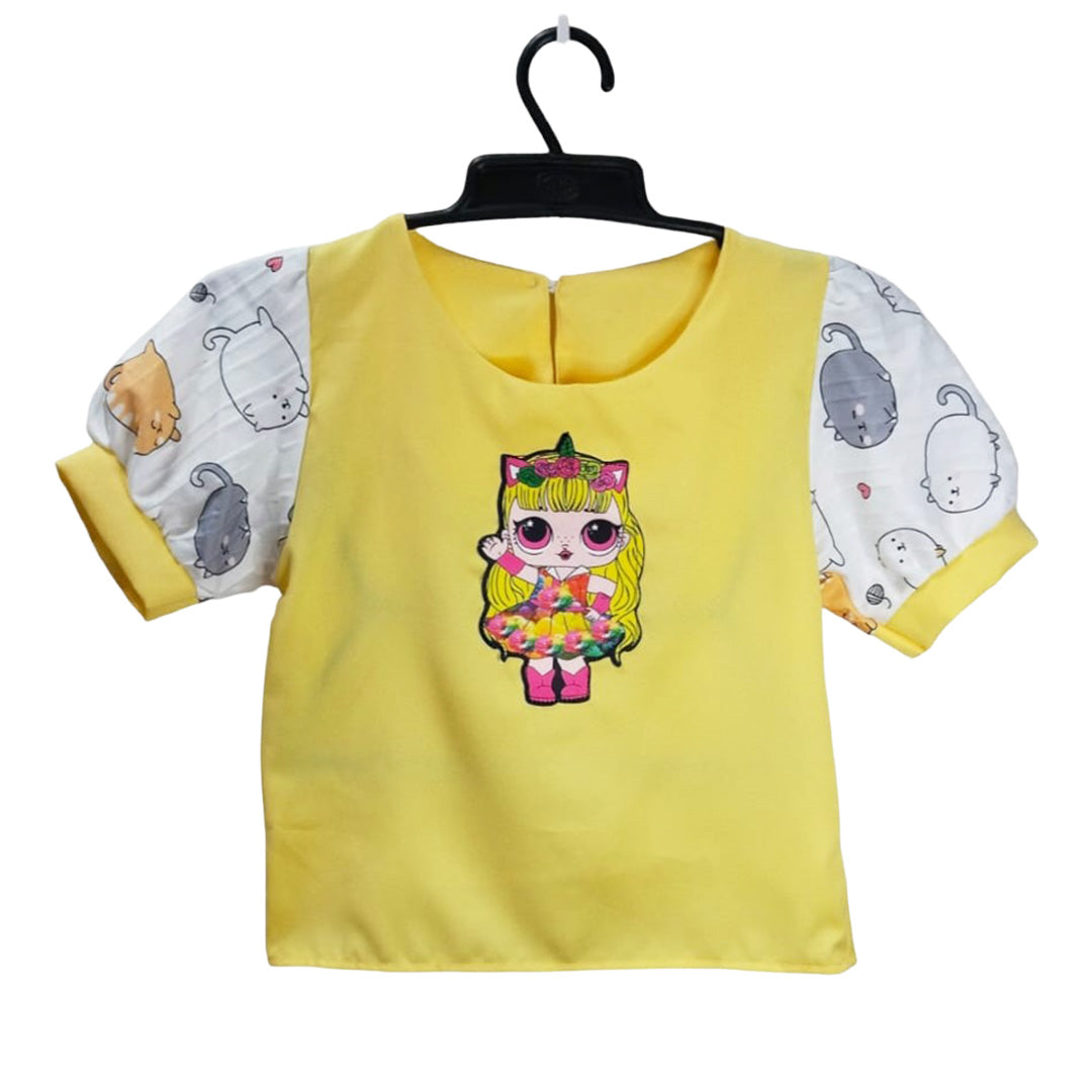 Adorable Baby Onesie with Stylish Jumpsuit - Unique Cat Pattern and Yellow Bib