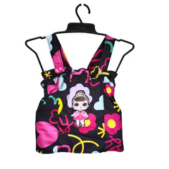 Black Dress with Colorful Prints and Pockets, Girls' Party Outfit