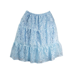 Blue Floral Lace Child's Dress with Ruffle Sleeeves - Girls' Party Dress