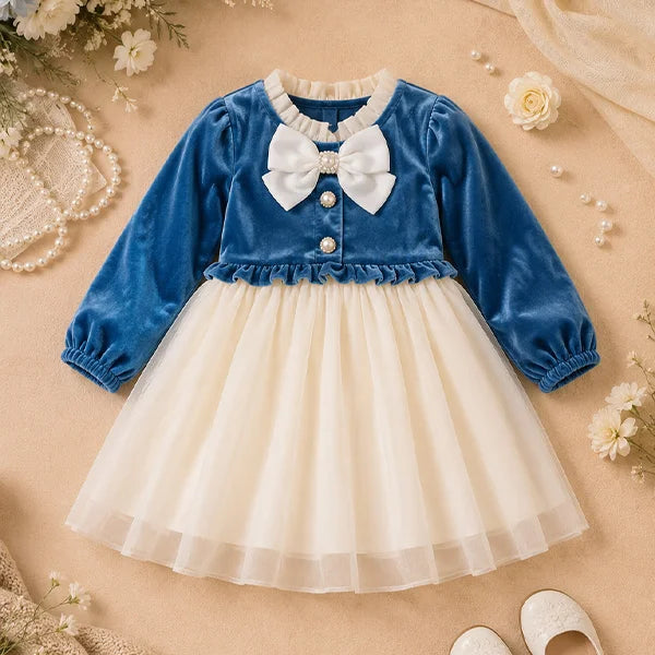 Blue Baby Girl's Ruffled Bottom Denim Jumper